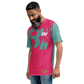 Shirt Short Sleeve Men's Women's Braniff Hawaii BI Logo Pink and Turquoise