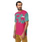 Shirt Short Sleeve Men's Women's Braniff Hawaii BI Logo Pink and Turquoise