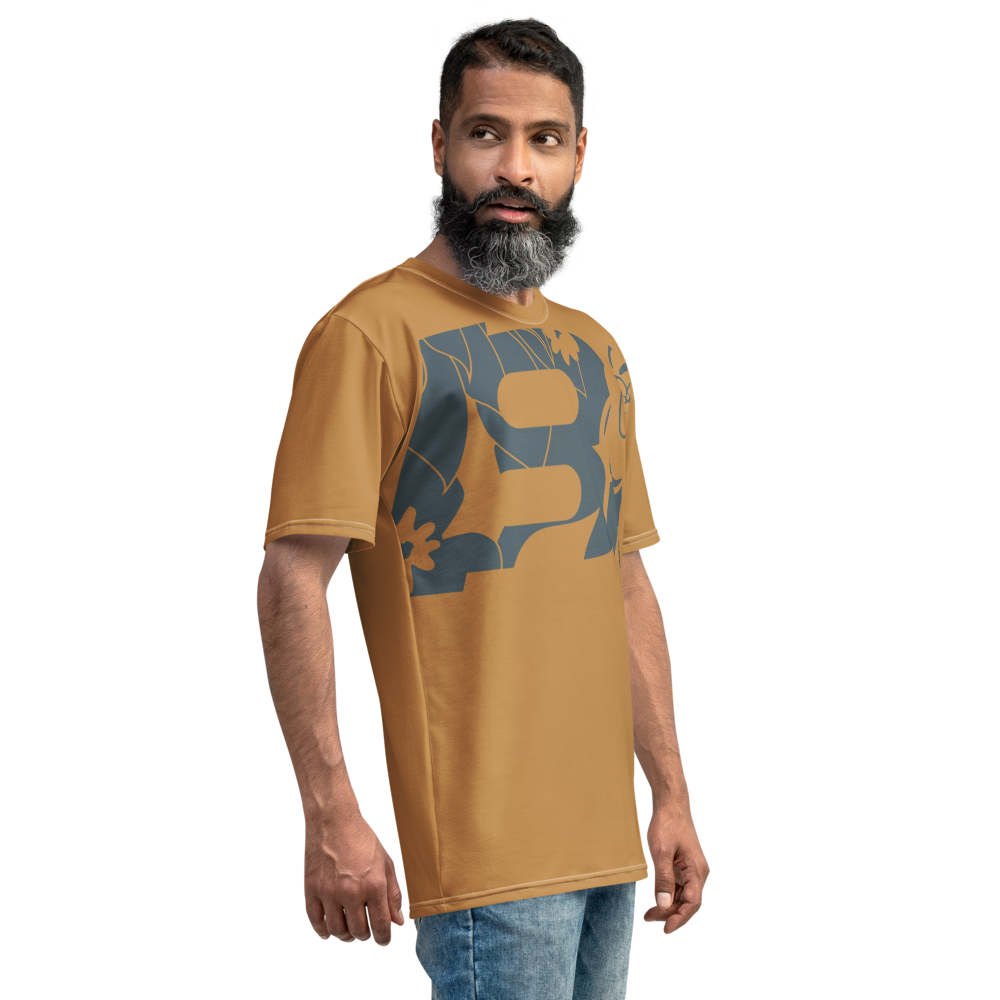 Shirt Short Sleeve Men's Women's Braniff Hawaii BI Logo Ochre and Gray