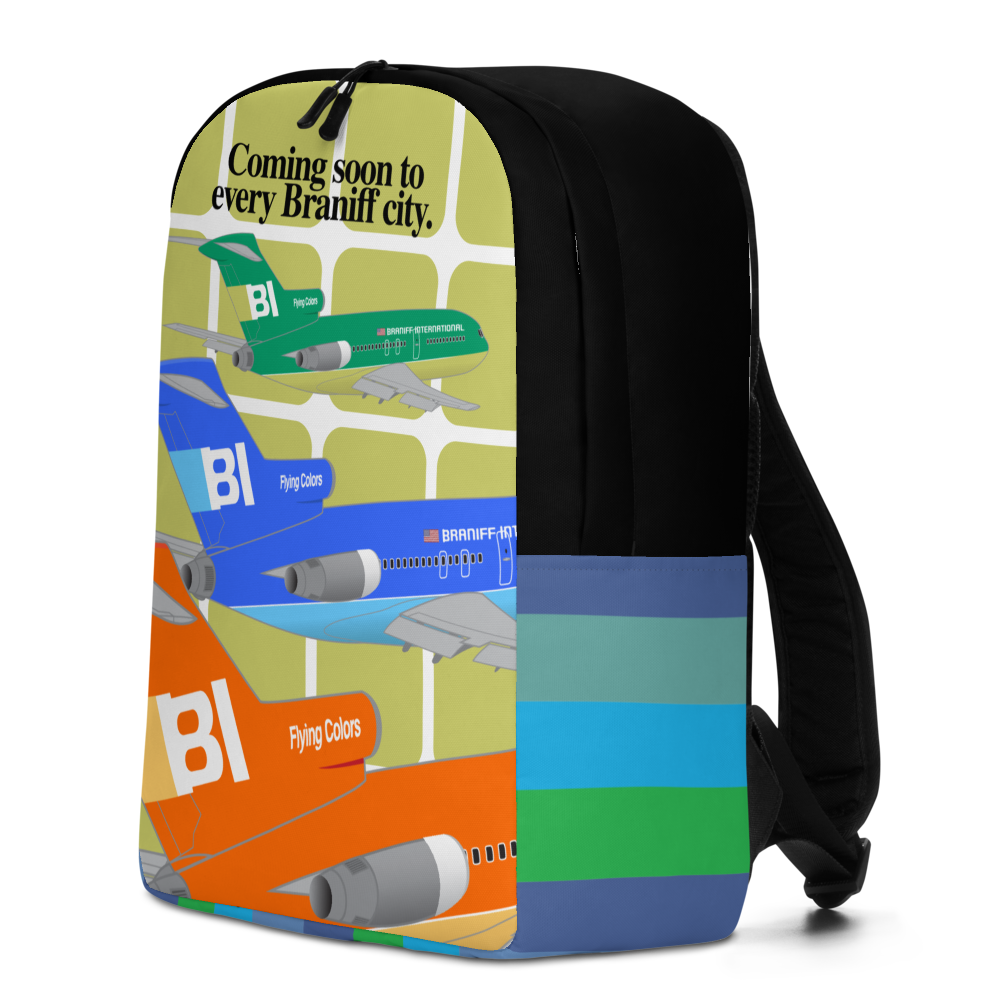 Backpack Braniff Coming Soon to Every Braniff City Boeing 727 Two Tone 1971 Green