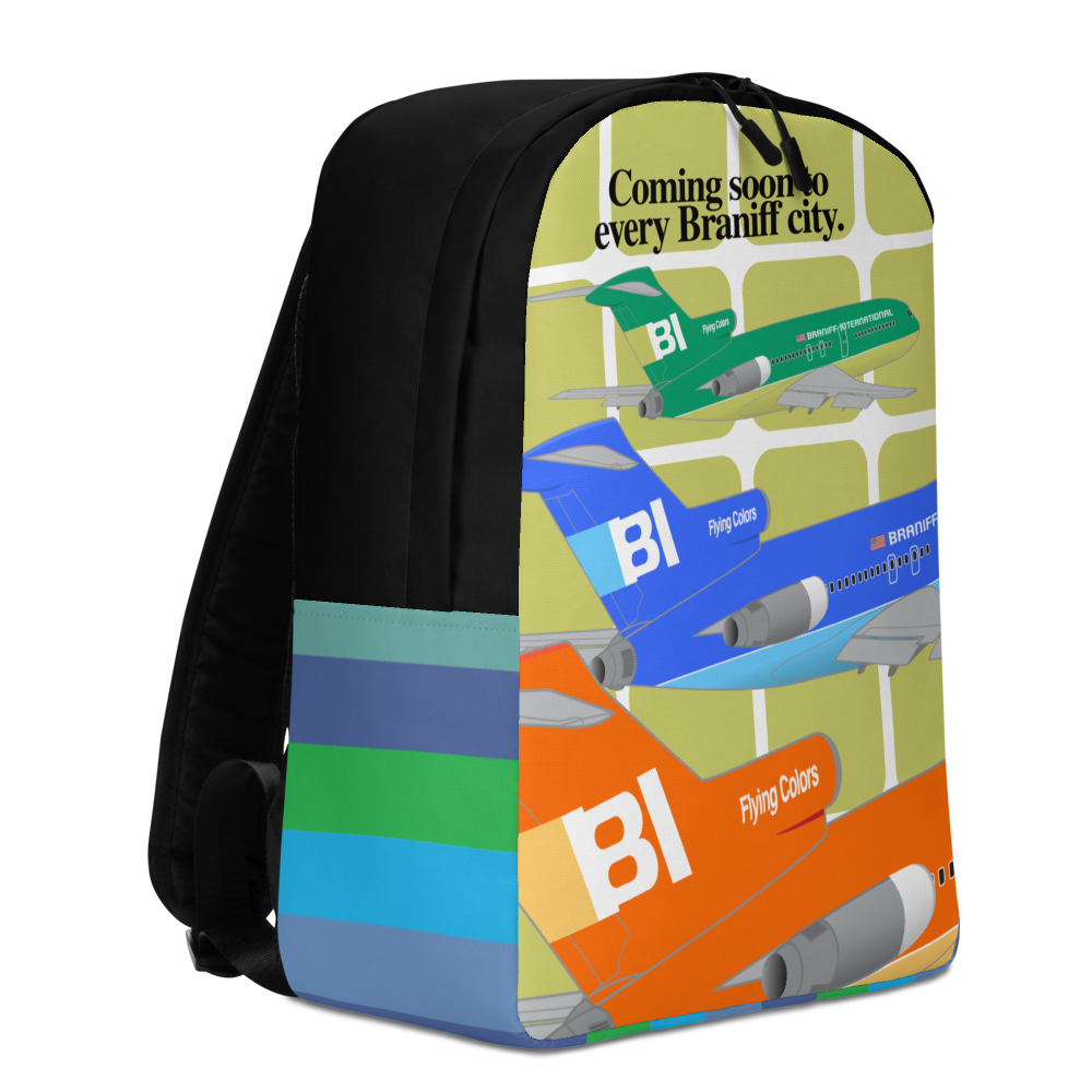Backpack Braniff Coming Soon to Every Braniff City Boeing 727 Two Tone 1971 Green