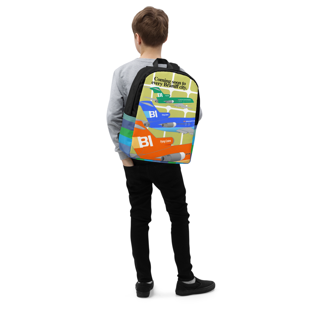 Backpack Braniff Coming Soon to Every Braniff City Boeing 727 Two Tone 1971 Green