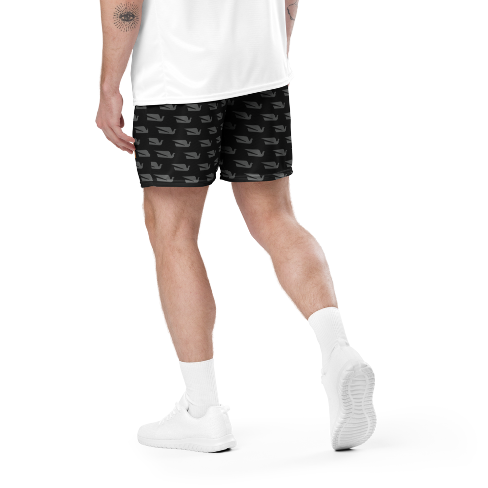 Shorts Men's Women's Braniff Alexander Girard Design Bluebird of Happiness Black Gray