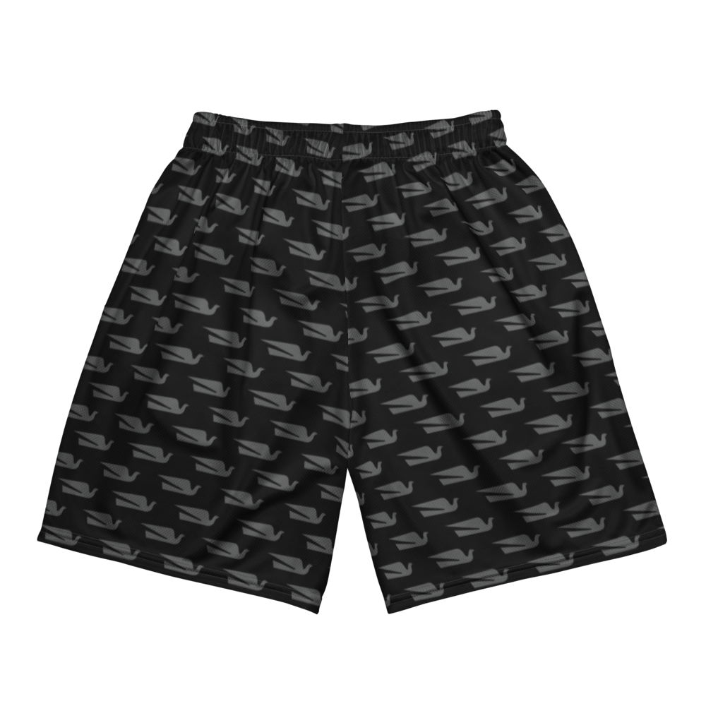 Shorts Men's Women's Braniff Alexander Girard Design Bluebird of Happiness Black Gray