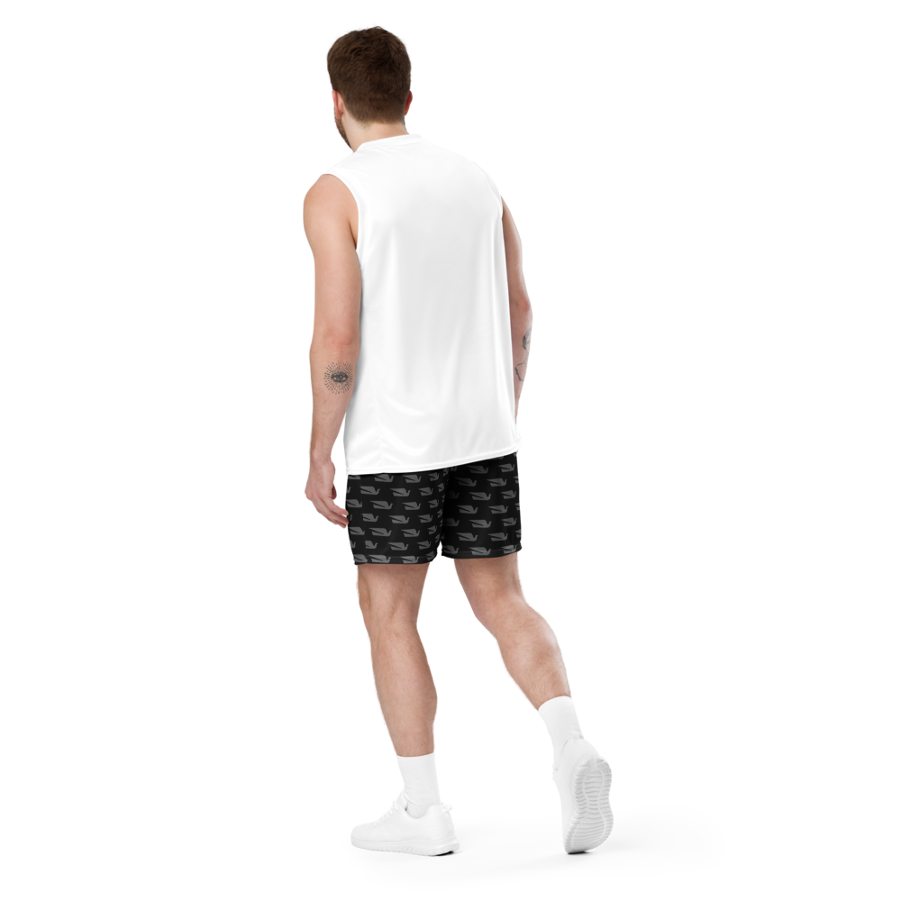 Shorts Men's Women's Braniff Alexander Girard Design Bluebird of Happiness Black Gray