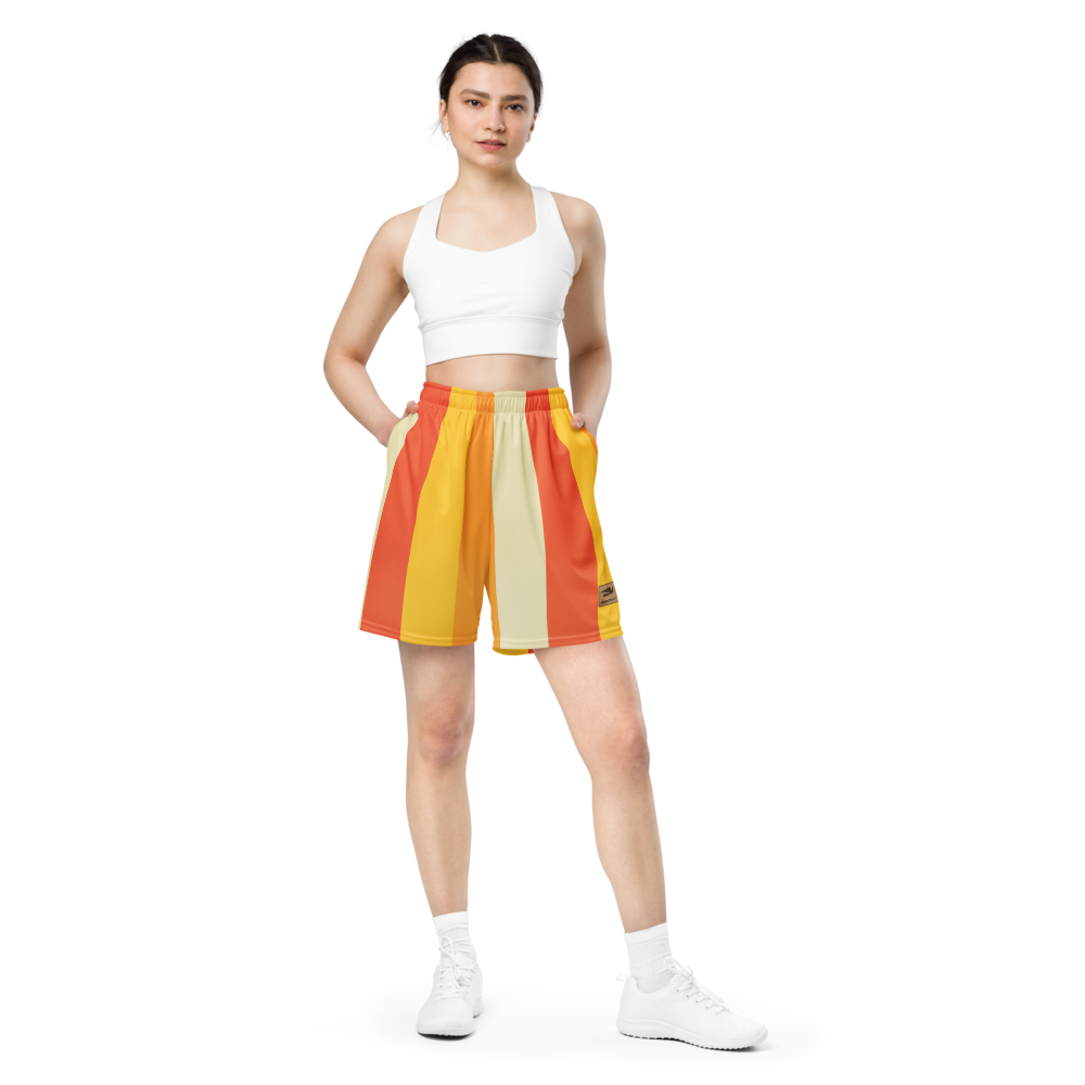 Shorts Men's Women's Braniff Alexander Girard Design Stripes Yellow Beige 1965