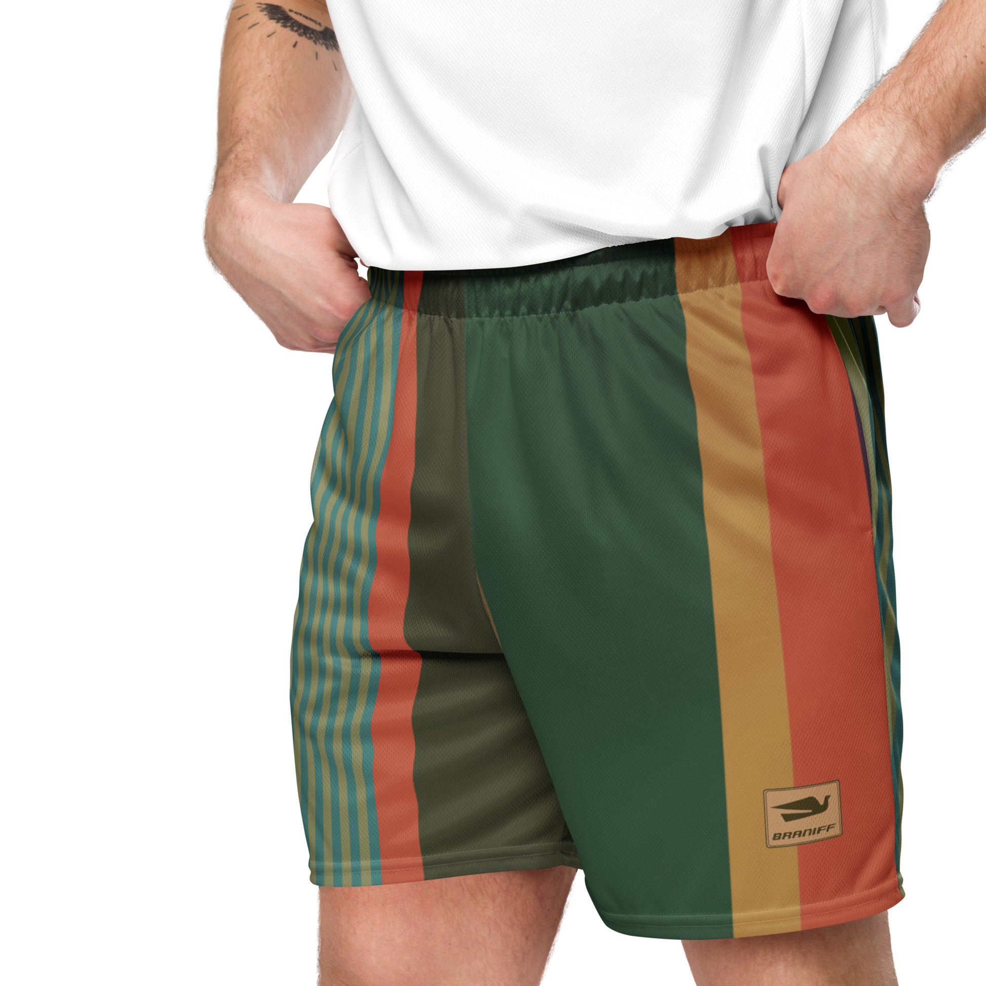 Shorts Men's Women's Braniff Alexander Girard Design Stripes Gray Green 1965