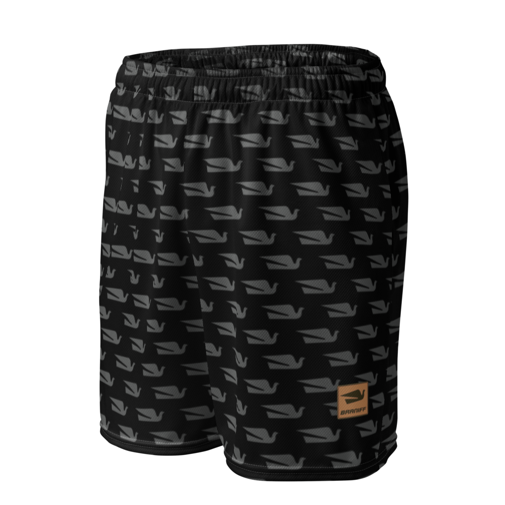 Shorts Men's Women's Braniff Alexander Girard Design Bluebird of Happiness Black Gray