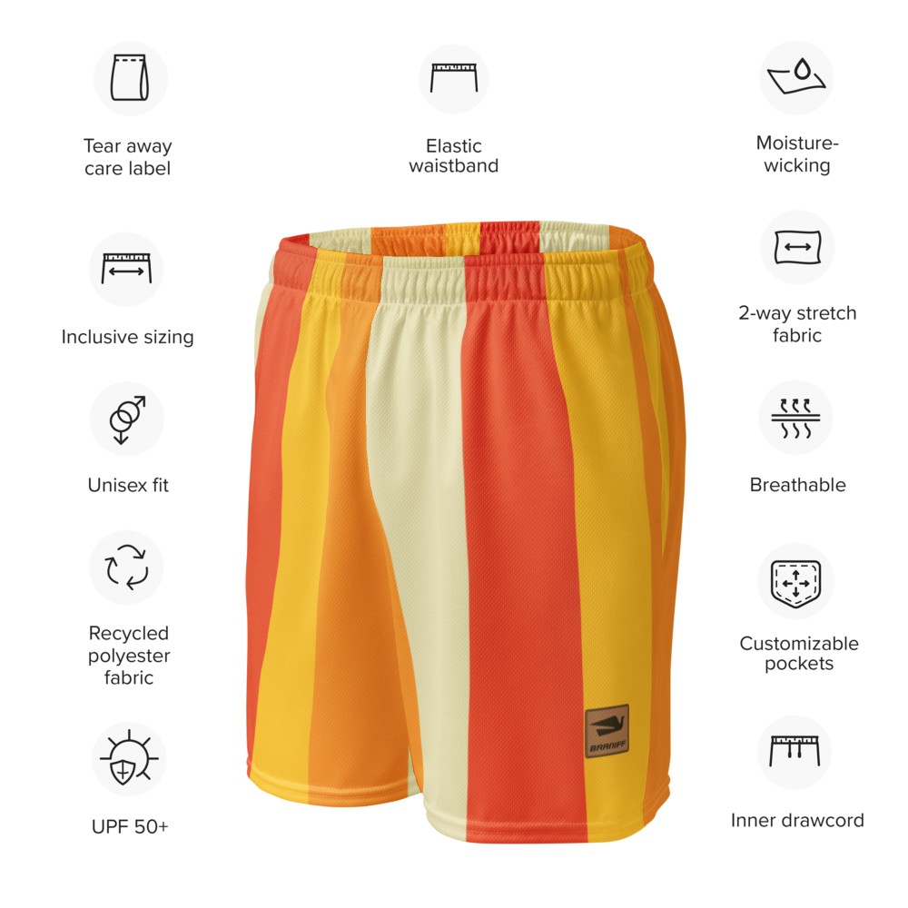 Shorts Men's Women's Braniff Alexander Girard Design Stripes Yellow Beige 1965