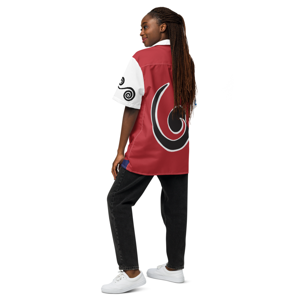 Shirt Button Up Short Sleeve Men's Women's Braniff Alexander Calder Designs Flying Colors of the United States DC-8-62 1973