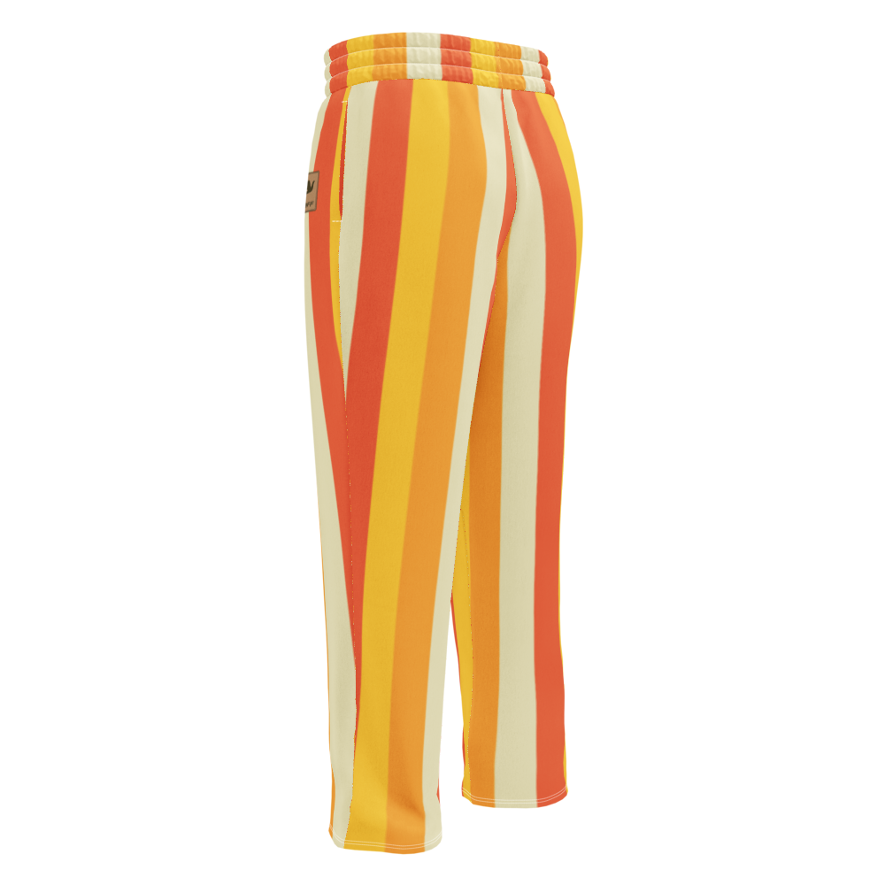 Sweat Pants Men's Women's Wide Leg Joggers Lounge Braniff Alexander Girard Design Stripes Yellow Beige 1965