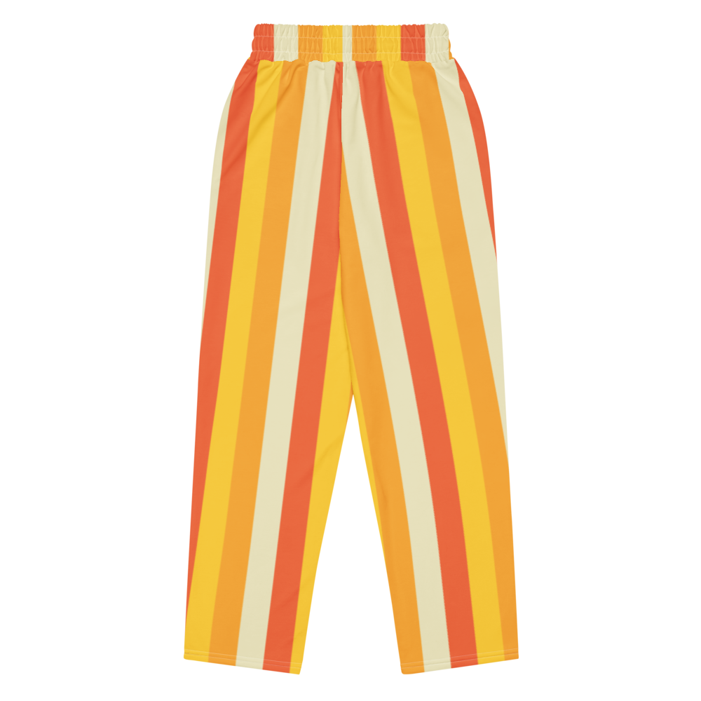 Sweat Pants Men's Women's Wide Leg Joggers Lounge Braniff Alexander Girard Design Stripes Yellow Beige 1965