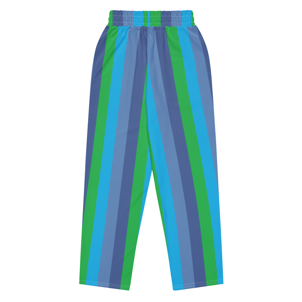 Sweat Pants Wide Leg Joggers Lounge Braniff Alexander Girard Design Stripes Blue 1965