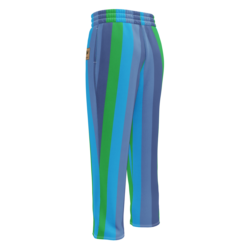 Sweat Pants Wide Leg Joggers Lounge Braniff Alexander Girard Design Stripes Blue 1965