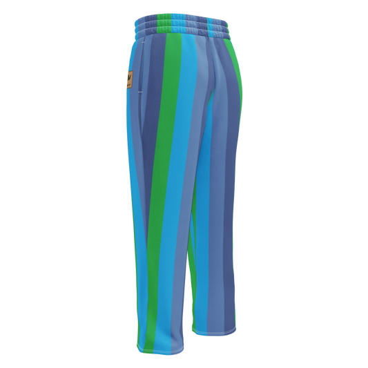 Sweat Pants Wide Leg Joggers Lounge Braniff Alexander Girard Design Stripes Blue 1965