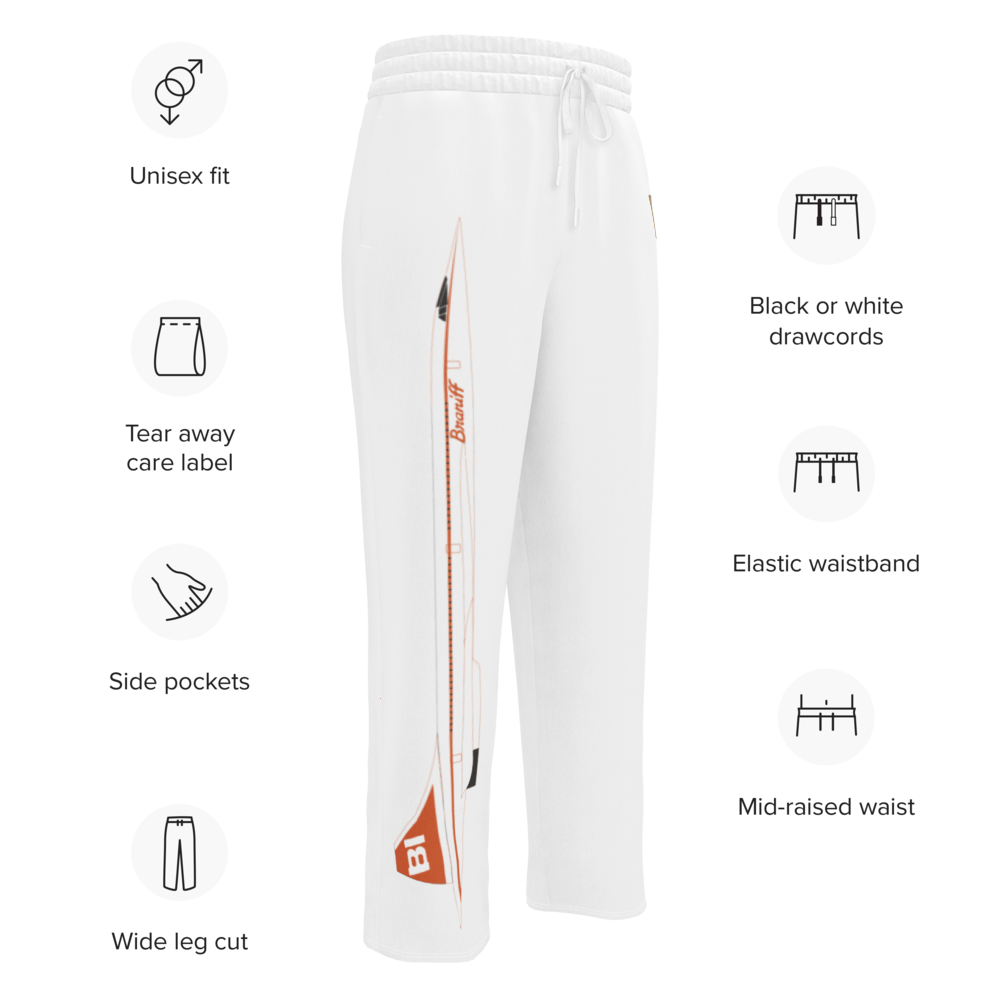 Sweat Pants Men's Women's Wide Leg Joggers Lounge Braniff Concorde SST Jet 1979