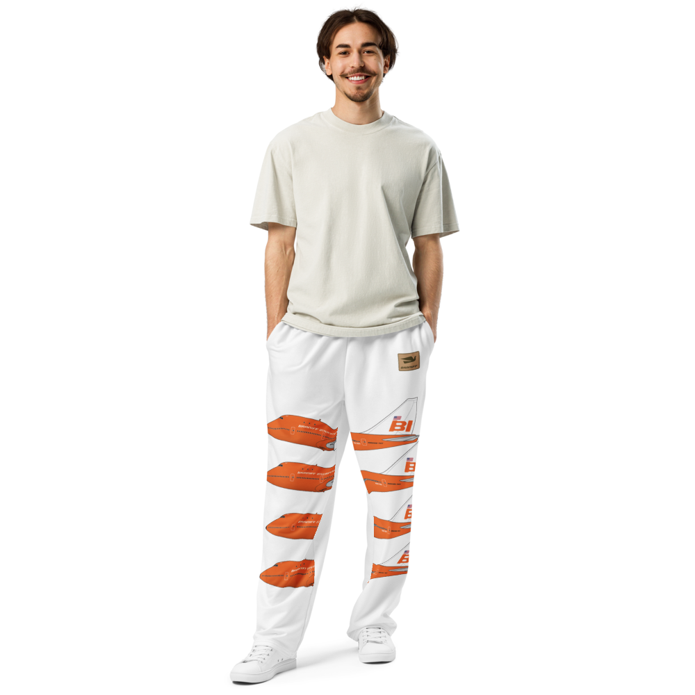 Sweat Pants Men's Women's Wide Leg Joggers Lounge Braniff Boeing 747 N601BN