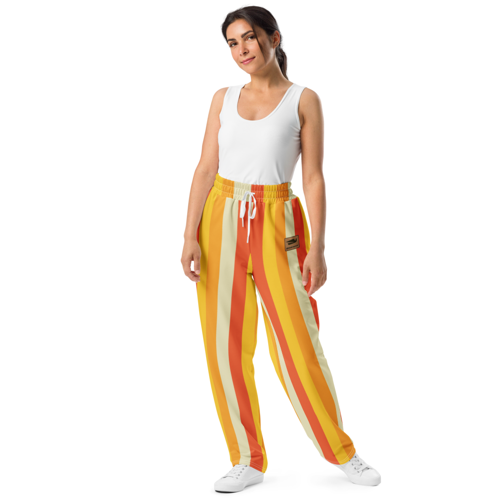 Sweat Pants Men's Women's Wide Leg Joggers Lounge Braniff Alexander Girard Design Stripes Yellow Beige 1965