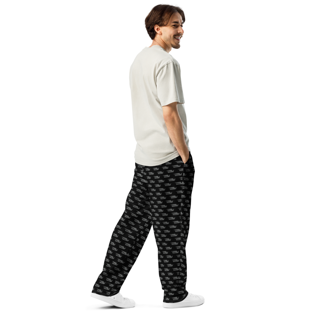 Sweat Pants Wide Leg Joggers Lounge Braniff Bluebird of Happiness Black Gray 1965