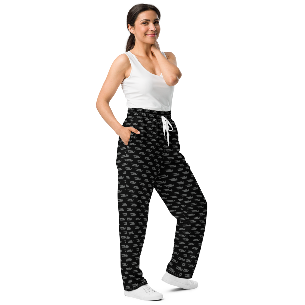 Sweat Pants Wide Leg Joggers Lounge Braniff Bluebird of Happiness Black Gray 1965