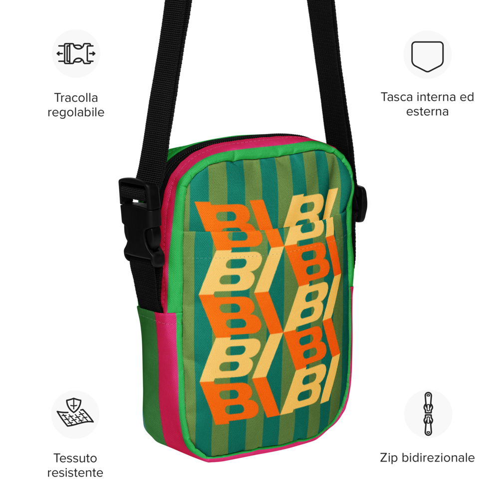 Utility Crossbody Bag Braniff Alexander Girard Design BI Logo Stripes