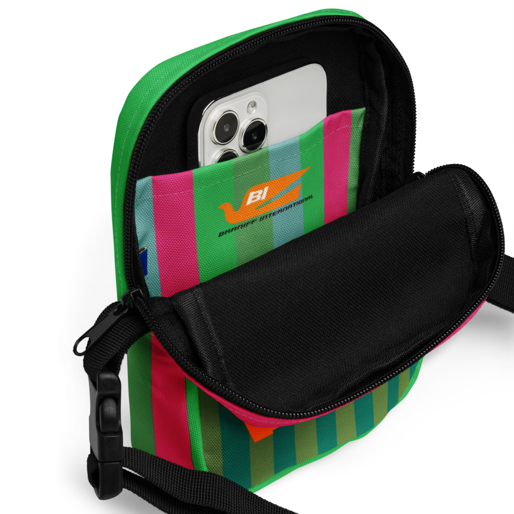 Utility Crossbody Bag Braniff Alexander Girard Design BI Logo Stripes