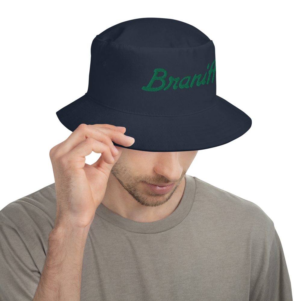 Bucket Hat Braniff 1978 Ultra Font with 3D Puffy Embroidery
