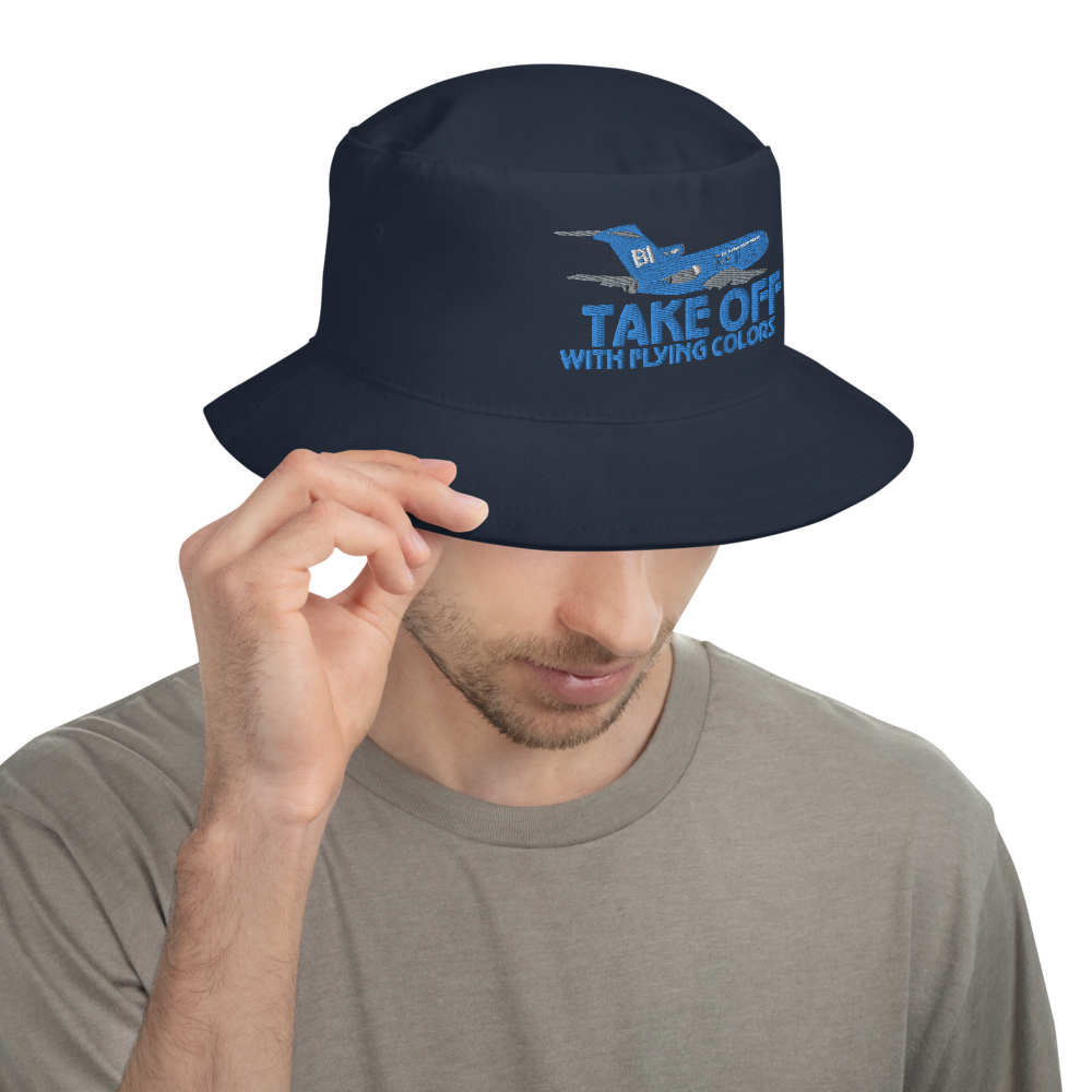 Bucket Hat Braniff Boeing 727 Takeoff with Flying Colors 1971