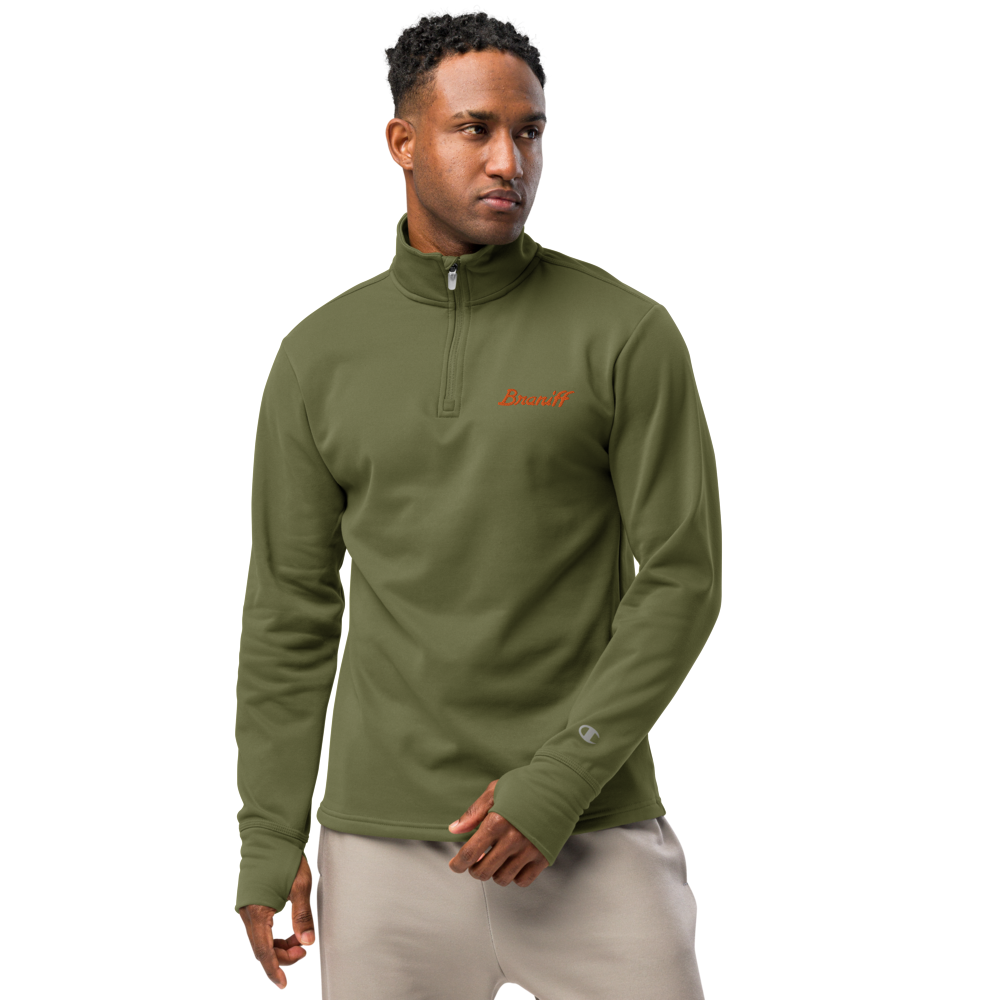 Coat Jacket Quarter Zip Pullover by Champion Braniff 1978 Ultra Font Embroidery