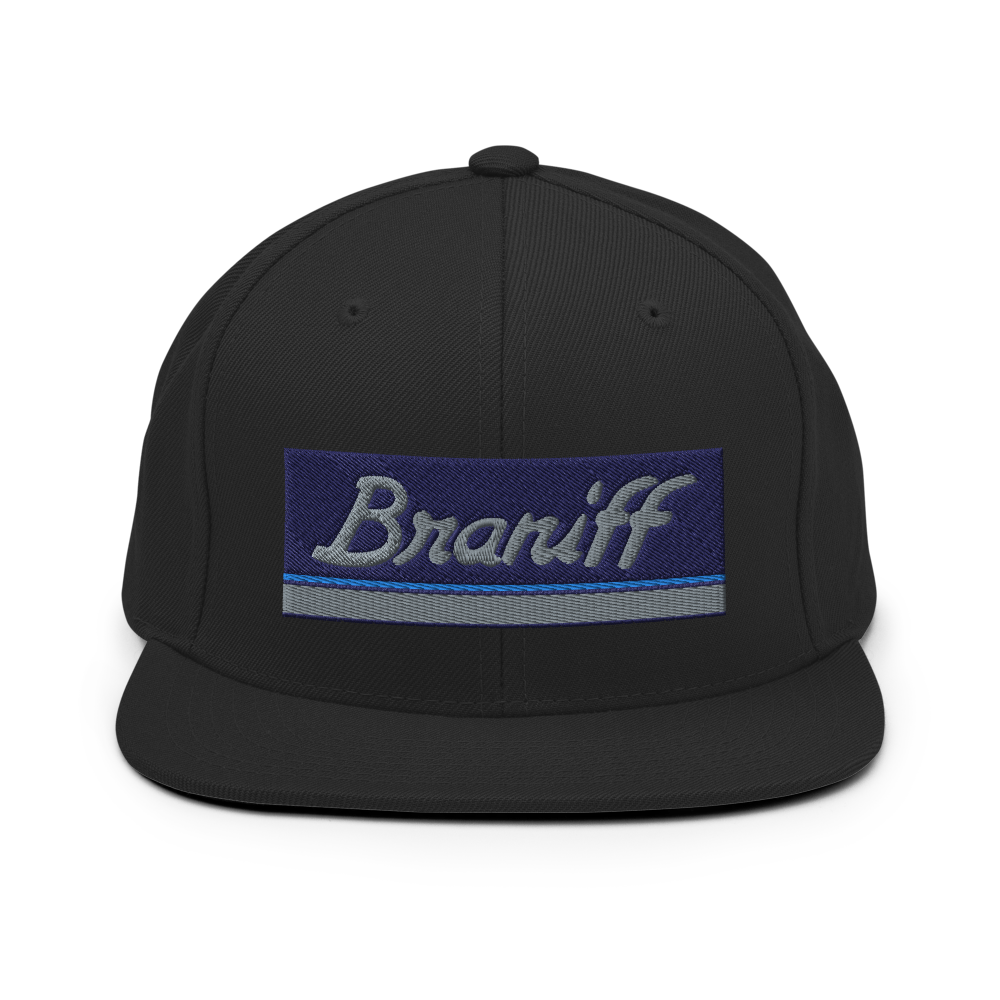 Hat Snapback Baseball Cap Braniff 1978 Mercury Blue Ultra Power Paint Stripes Emboirdery