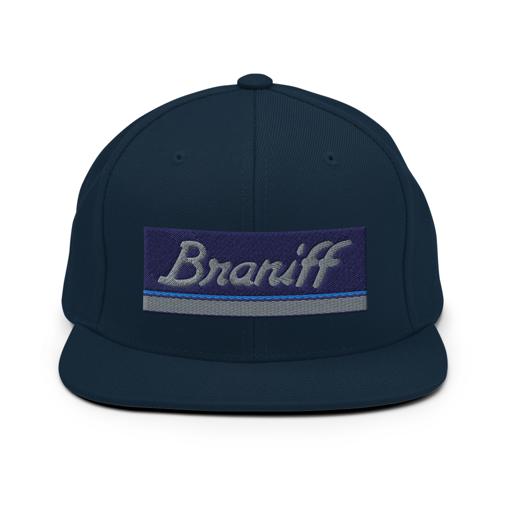 Hat Snapback Baseball Cap Braniff 1978 Mercury Blue Ultra Power Paint Stripes Emboirdery