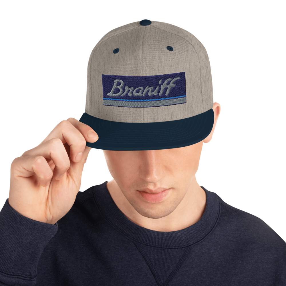 Hat Snapback Baseball Cap Braniff 1978 Mercury Blue Ultra Power Paint Stripes Emboirdery