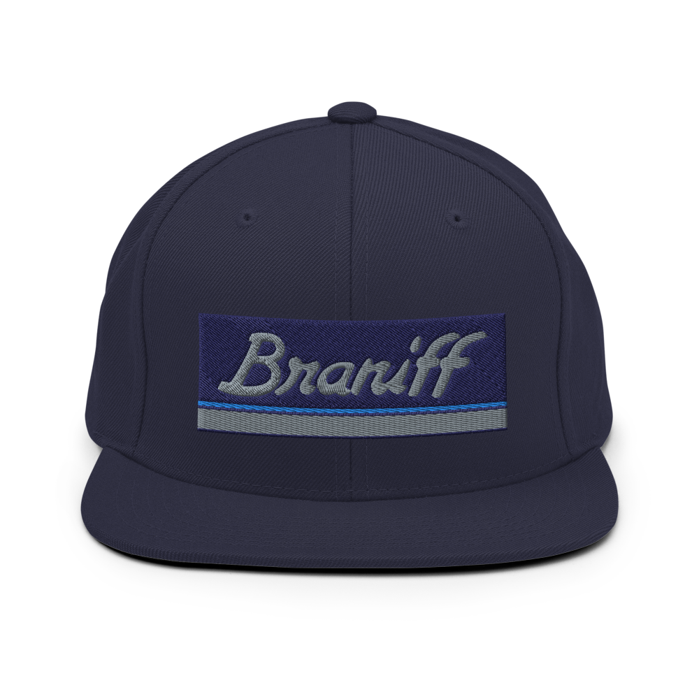Hat Snapback Baseball Cap Braniff 1978 Mercury Blue Ultra Power Paint Stripes Emboirdery