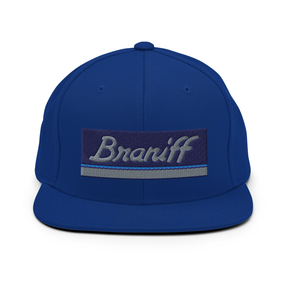 Hat Snapback Baseball Cap Braniff 1978 Mercury Blue Ultra Power Paint Stripes Emboirdery