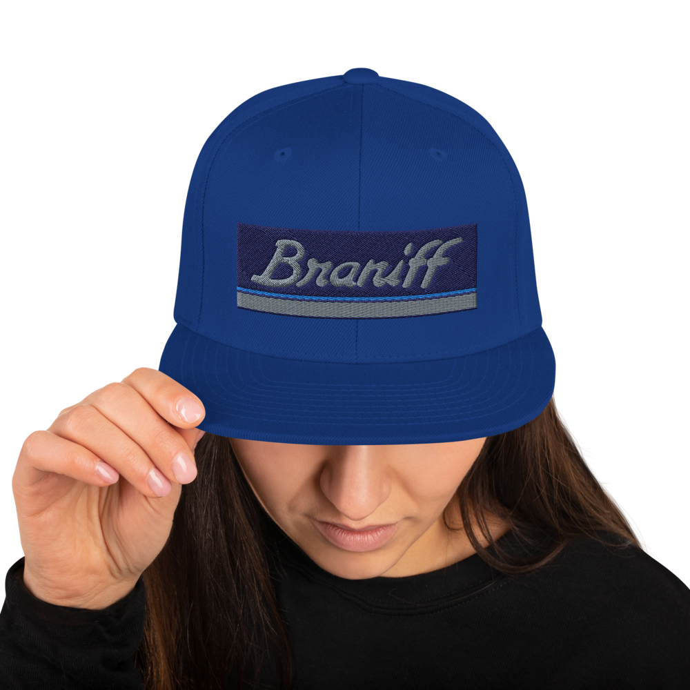 Hat Snapback Baseball Cap Braniff 1978 Mercury Blue Ultra Power Paint Stripes Emboirdery