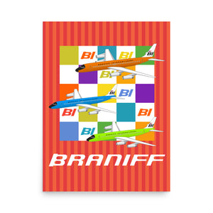 Poster Braniff McDonnell Douglas DC-8-62 1965 Solid Color Scheme EOTPP