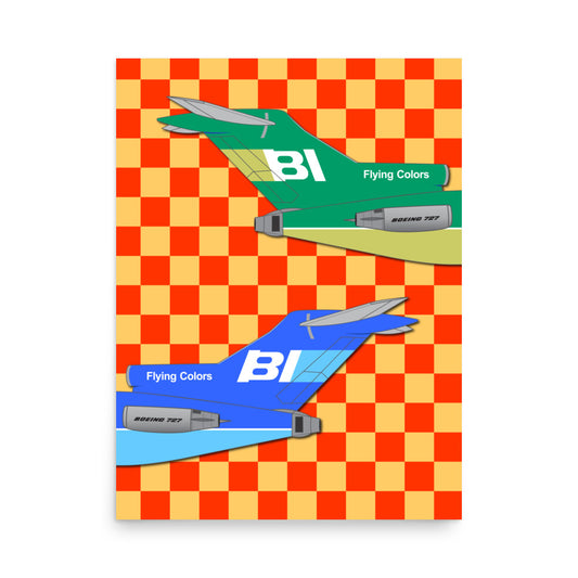 Celebrate aviation history with this stunning poster of the Braniff Boeing 727 featuring the vibrant Flying Colors design from 1971. Showcasing the distinctive two-tone tails, this artwork is perfect for aviation enthusiasts and collectors alike. Add a touch of retro elegance to your space with this iconic piece, a true tribute to Braniff Airways’ legacy.