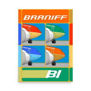 Poster Braniff Boeing 720 Nose 1971 Two Tone Color Scheme