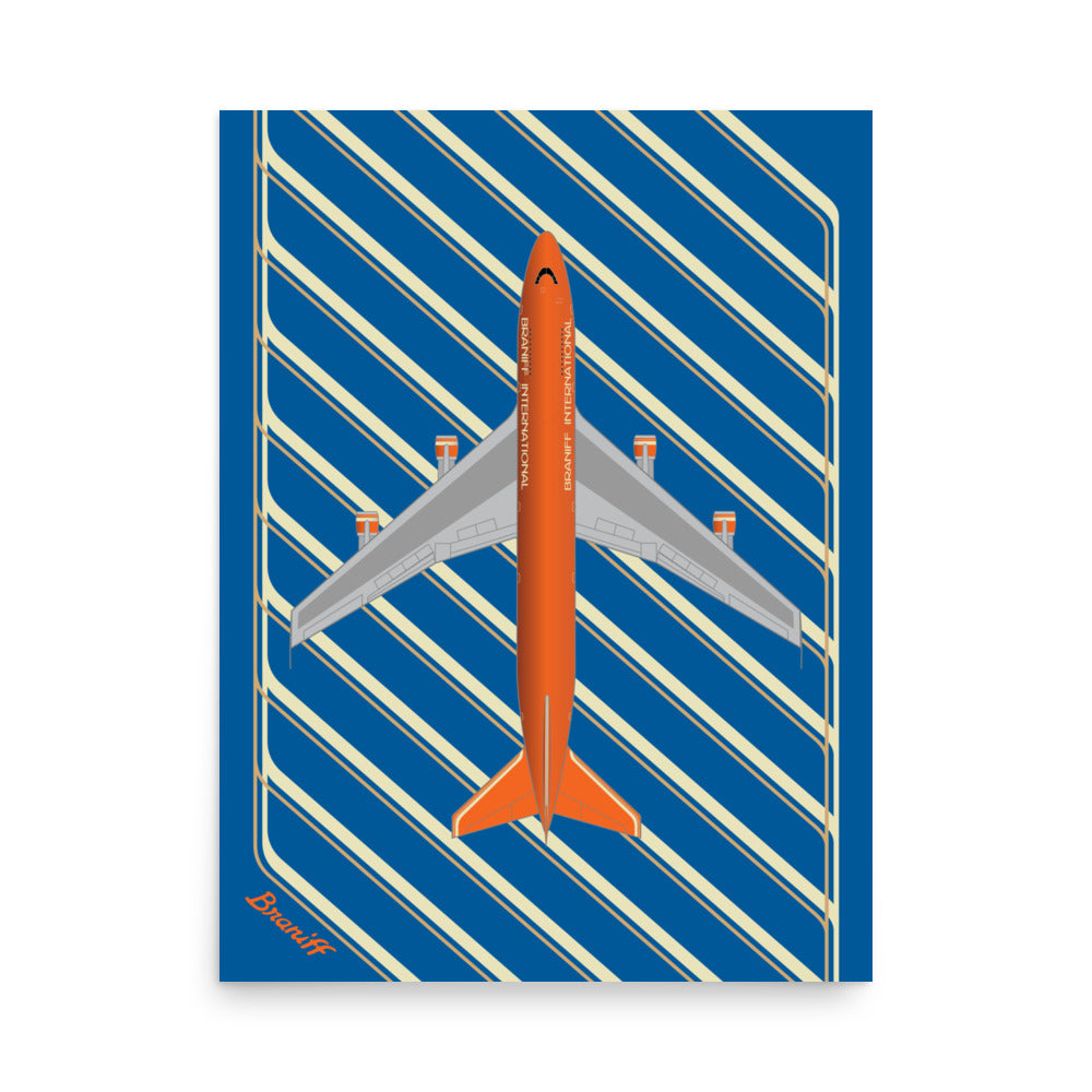 Poster Braniff Boeing 747-227B Power Paint Stripes 1978 Ultra Color Scheme