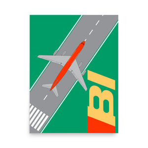 Poster Braniff McDonnell Douglas DC-8-62 on Runway 1971 Two Tone Color Scheme