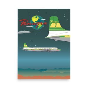 Poster Braniff Panagra Pan American-Grace Airways Douglas DC-7B Nighttime