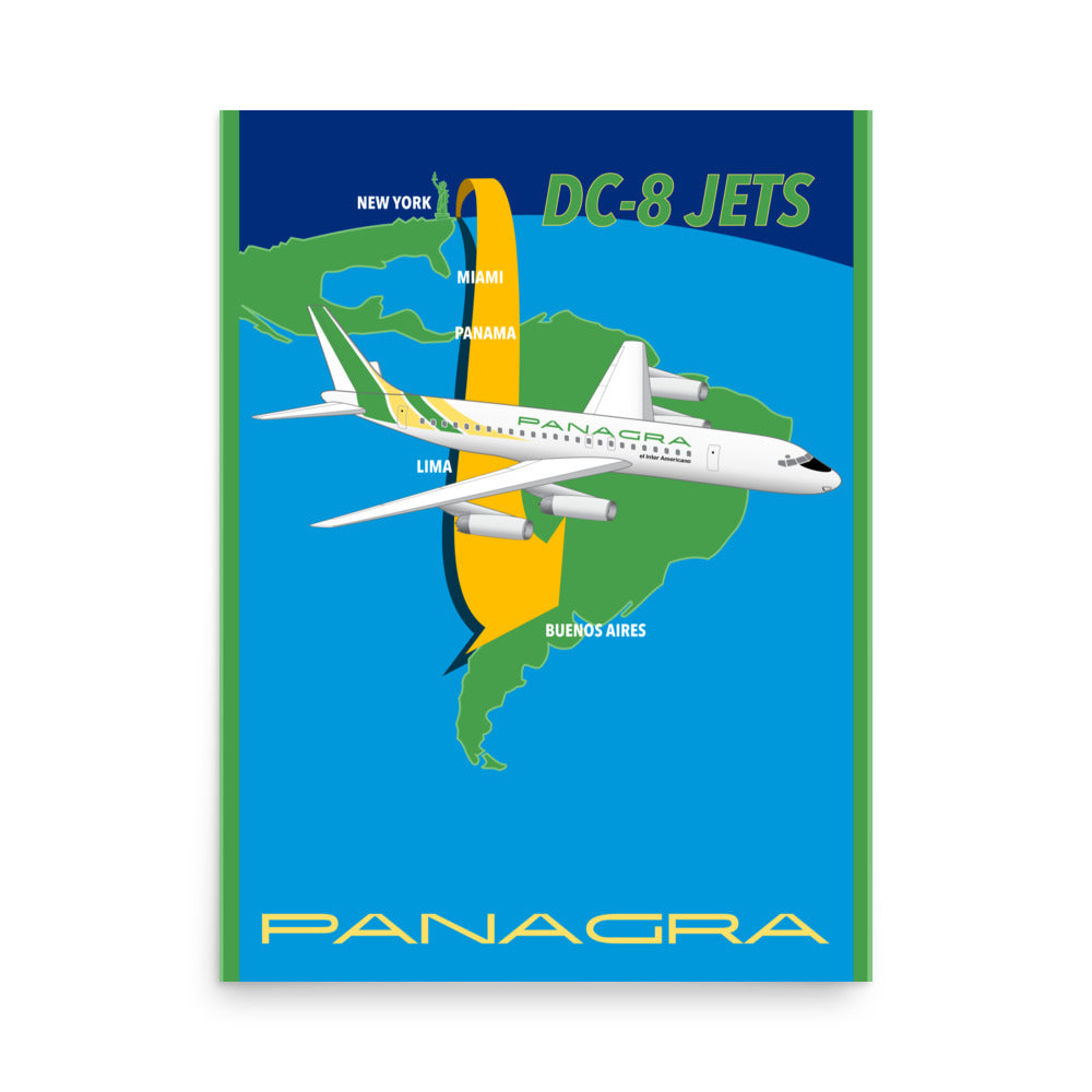 Poster Braniff Panagra Pan American-Grace Airways McDonnell Douglas DC-8-62 Concept Color Scheme 1967