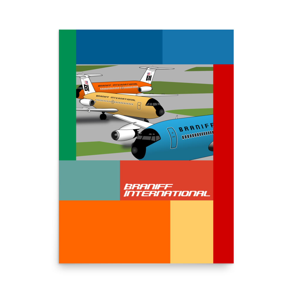 Poster Braniff Boeing 720 and BAC One-11 Jets EOTPP Public Reveal 1965