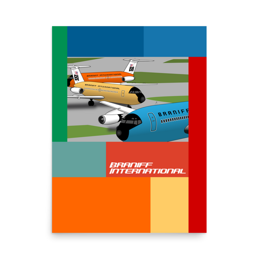 Poster Braniff End of the Plane Plane EOTPP Reveal Boeing 720 BAC One-11 Jets 1965