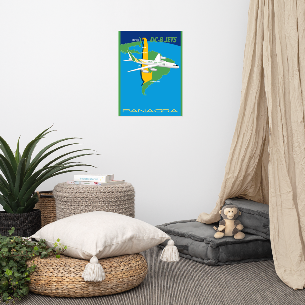Poster Braniff Panagra Pan American-Grace Airways McDonnell Douglas DC-8-62 Concept Color Scheme 1967