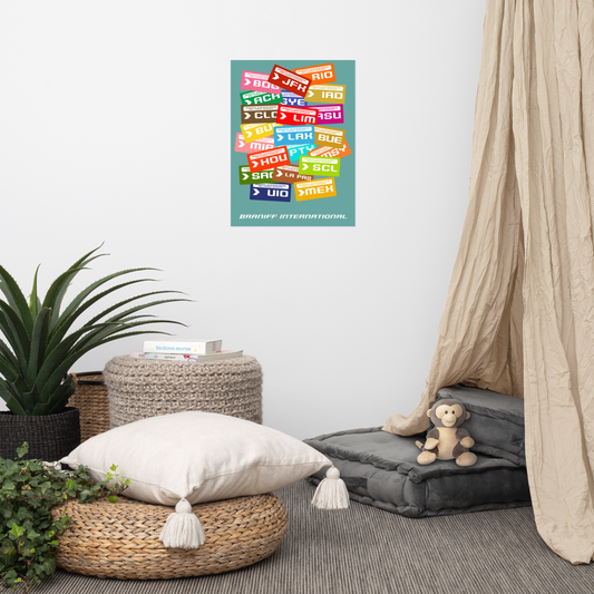 Poster Braniff Colorful Luggage Bag Tag 1965