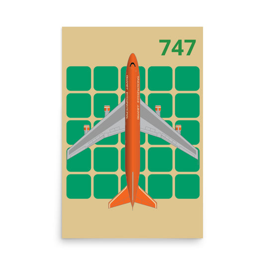 Poster Braniff Boeing 747-200 1978 Ultra Space Color Scheme Overhead