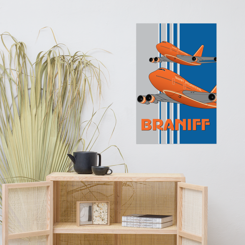 Beoing Color Schemes Braniff Boeing 747 Inflight Poster | 1978 Ultra Space Color Scheme ...