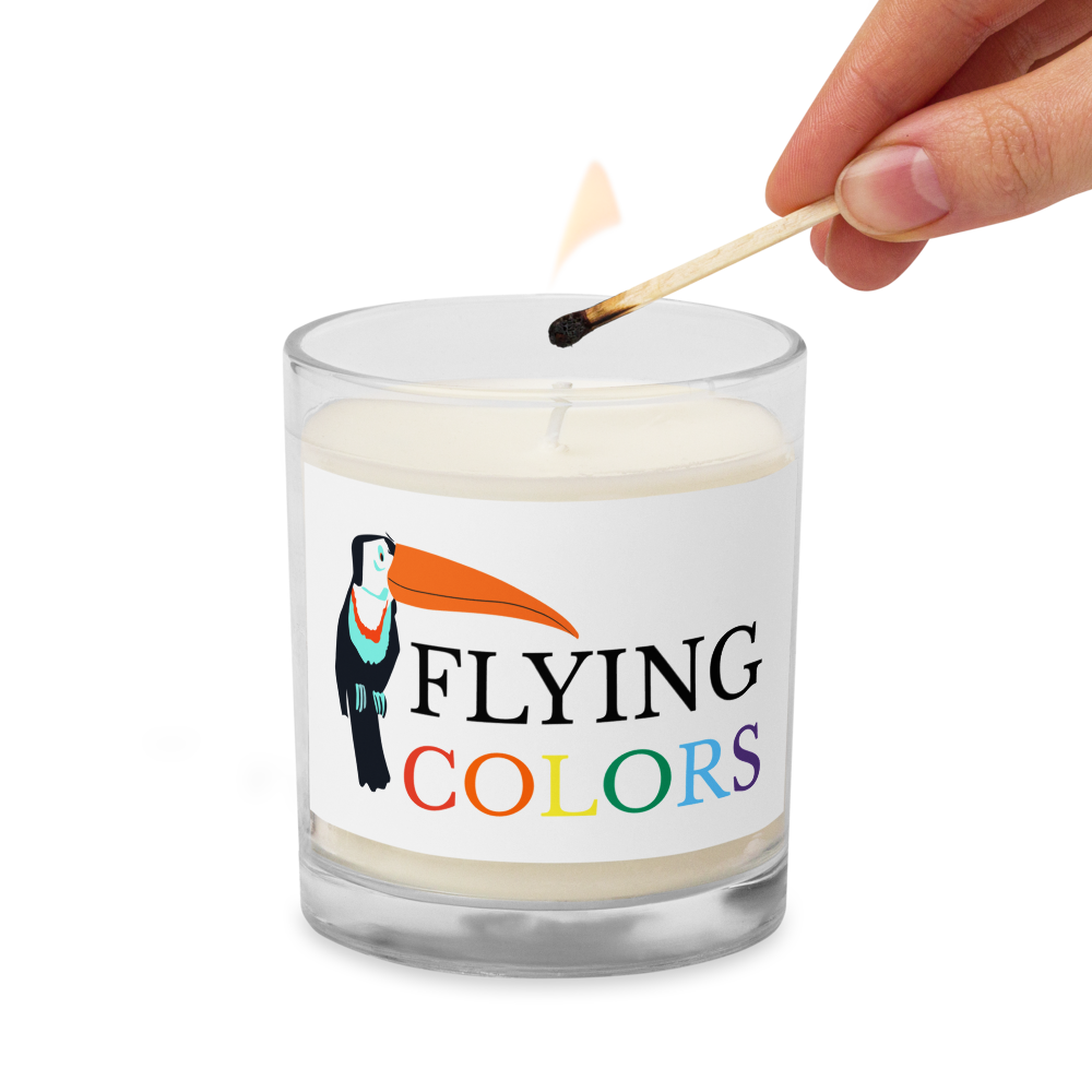 Candle Glass Jar Soy Wax Braniff Toucan Flying Colors of South America