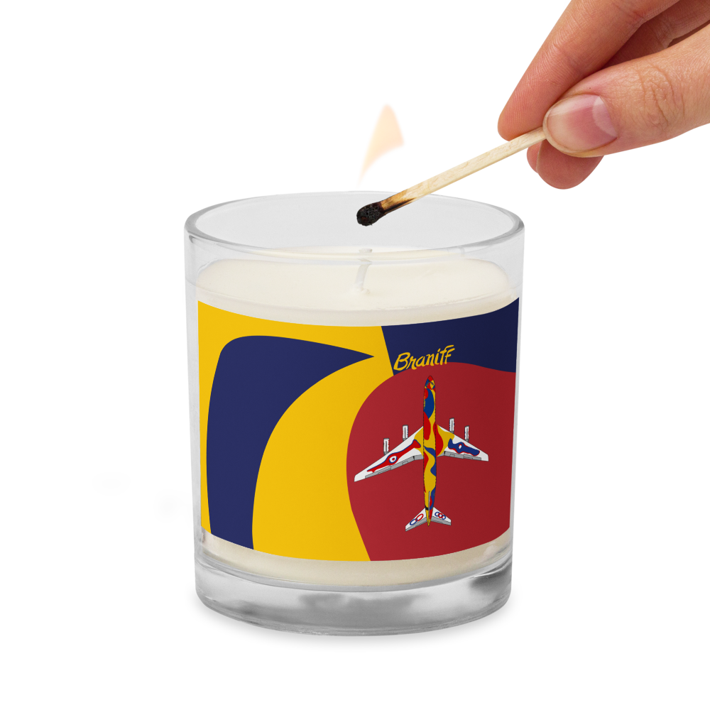 Candle Glass Jar Soy Wax Braniff Alexander Calder Design 1973 Flying Colors of South America DC-8-62 1973